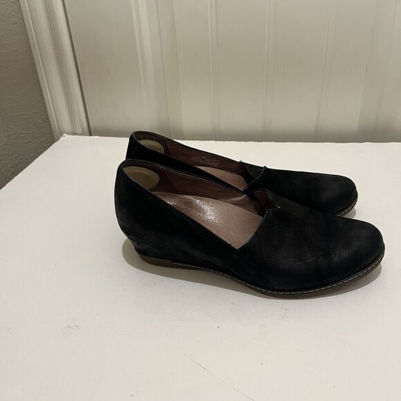 Dansko Womens Liliana Clog Size 38 7.5 Black Nubuck Low Wedge Slip On Work Shoe - Picture 4 of 10